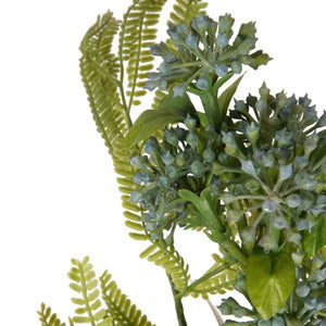 14" Artificial Cerulean Blue Wild Berry Green Fern Bundle (2 Pack) 2