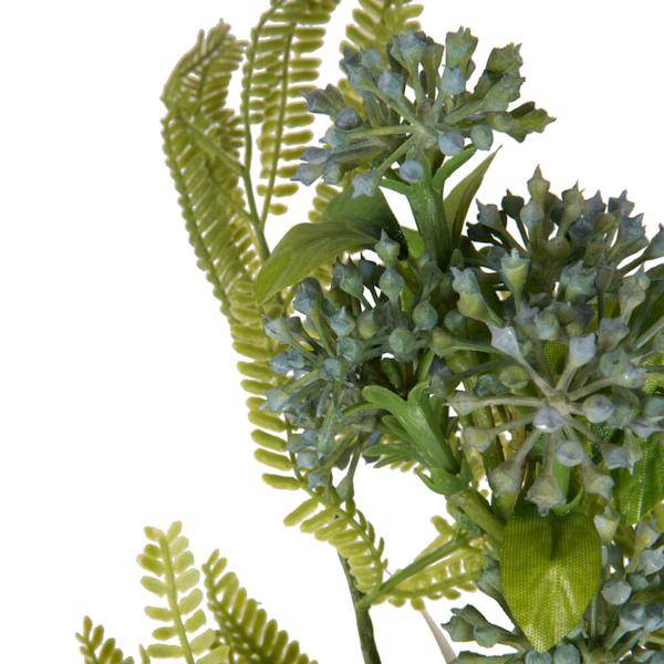 14" Artificial Cerulean Blue Wild Berry Green Fern Bundle (2 Pack) 2