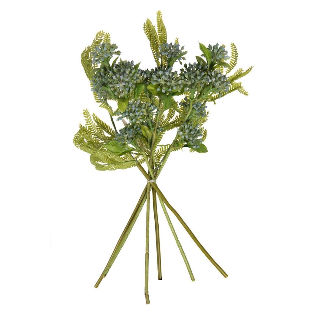 14" Artificial Cerulean Blue Wild Berry Green Fern Bundle (2 Pack) 1