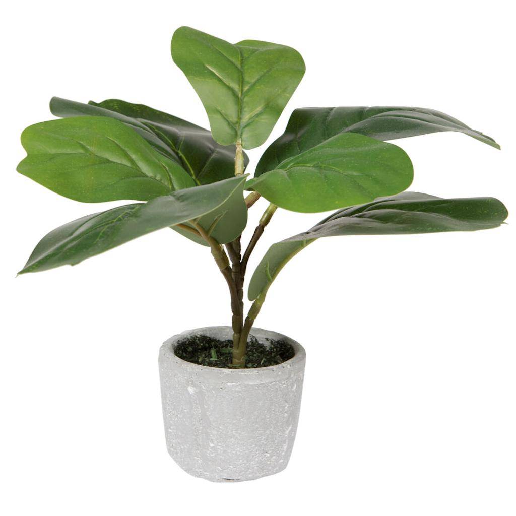 11" Artificial Green Fiddle Leaf Fig Plant in Pot 1