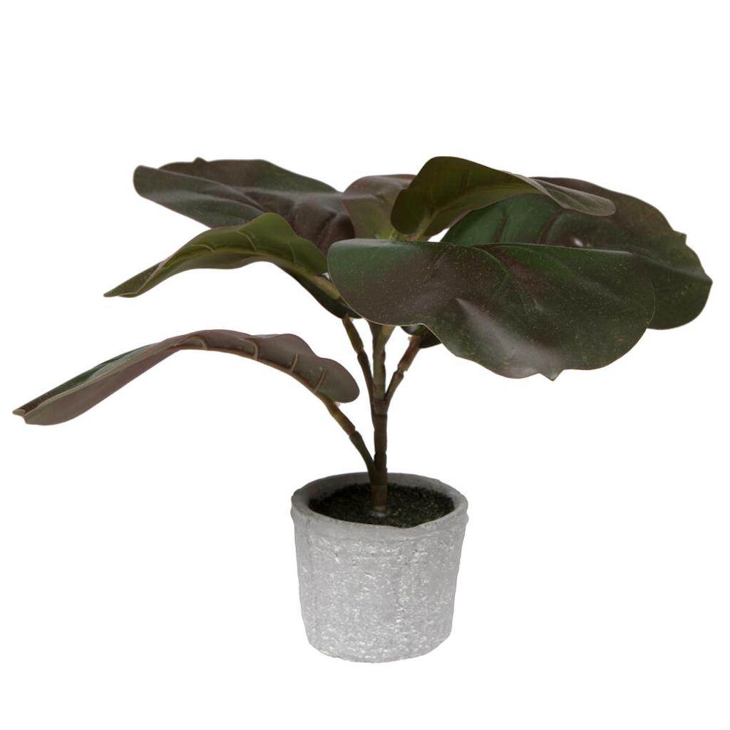 11" Artificial Red and Green Fiddle Leaf Fig Plant in Pot 1