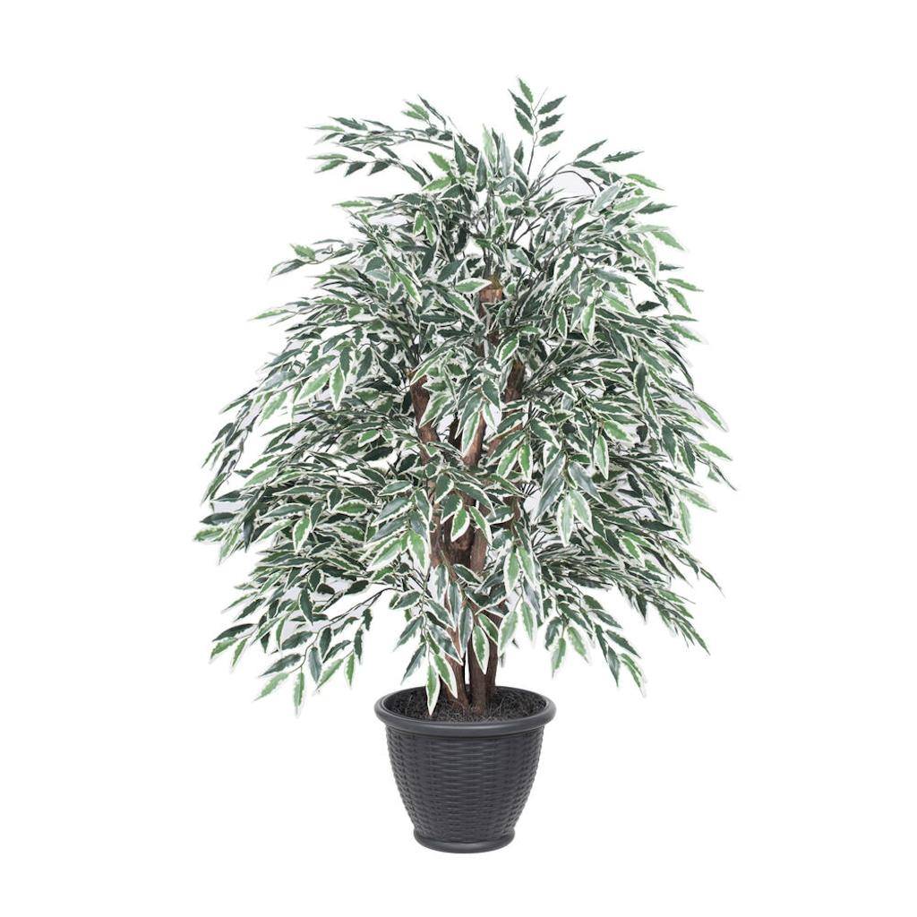4' Artificial Green / White Variegated Smilax Extra Full in Gray Container 1