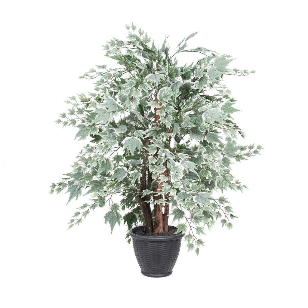 4' Artificial Green / Silver Maple Extra Full in Gray Container 1
