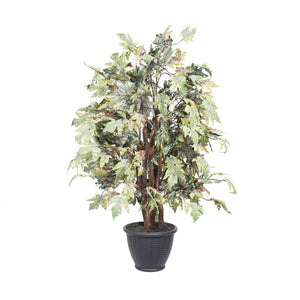 4' Artificial Green / Brown Frosted Maple Extra Full in Gray Container 1