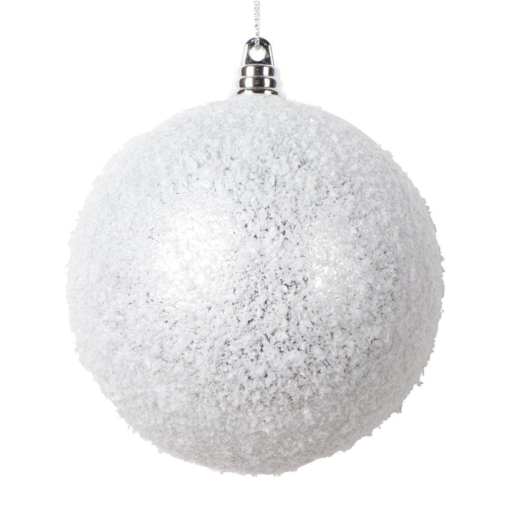 4" Silver Matte Snow Ball Ornament (4 pack) 1