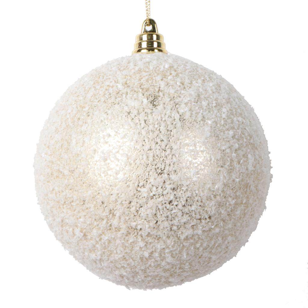 4" Champagne Matte Snow Ball Ornament (4 pack) 1