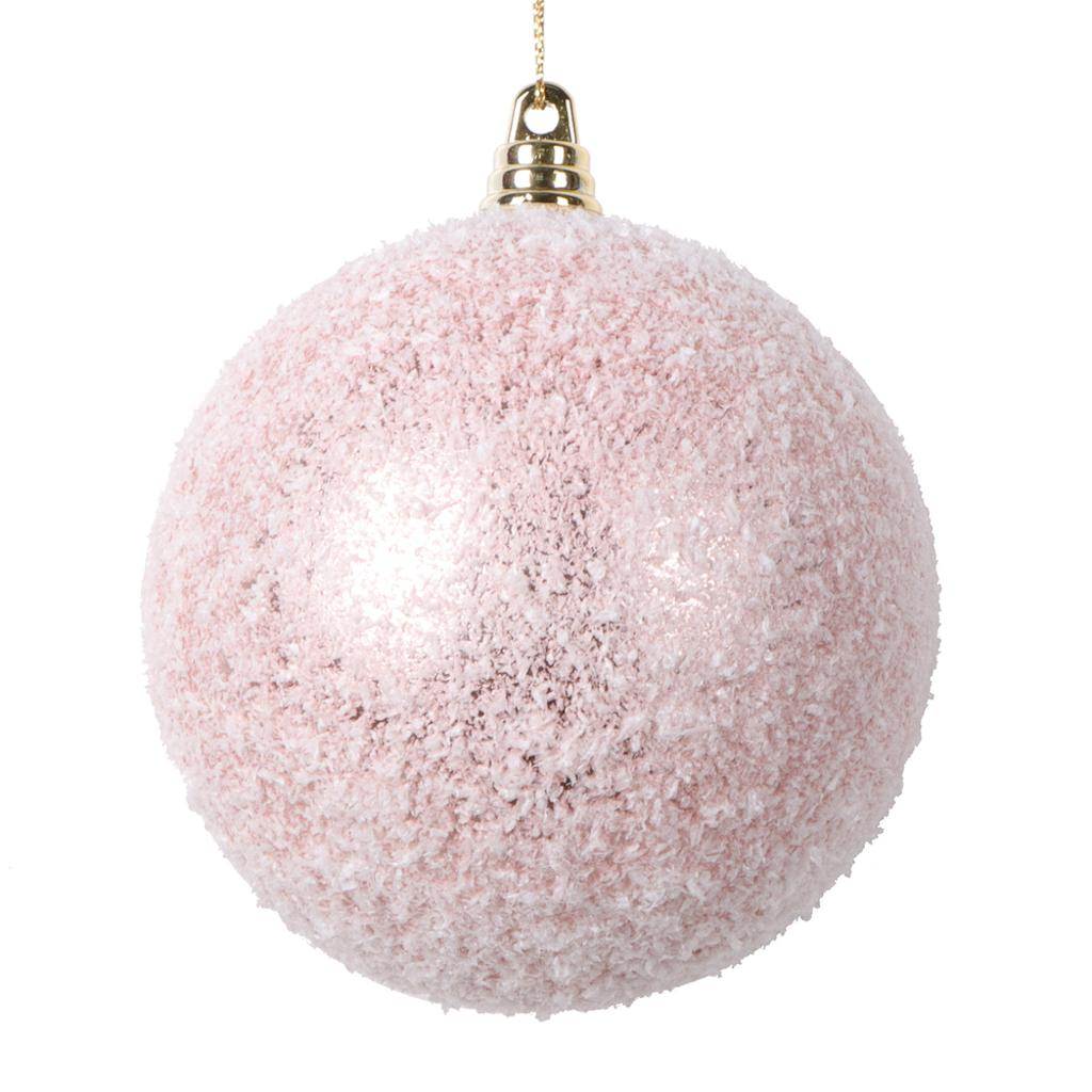 4" Rose Gold Matte Snow Ball Ornament (4 pack) 1