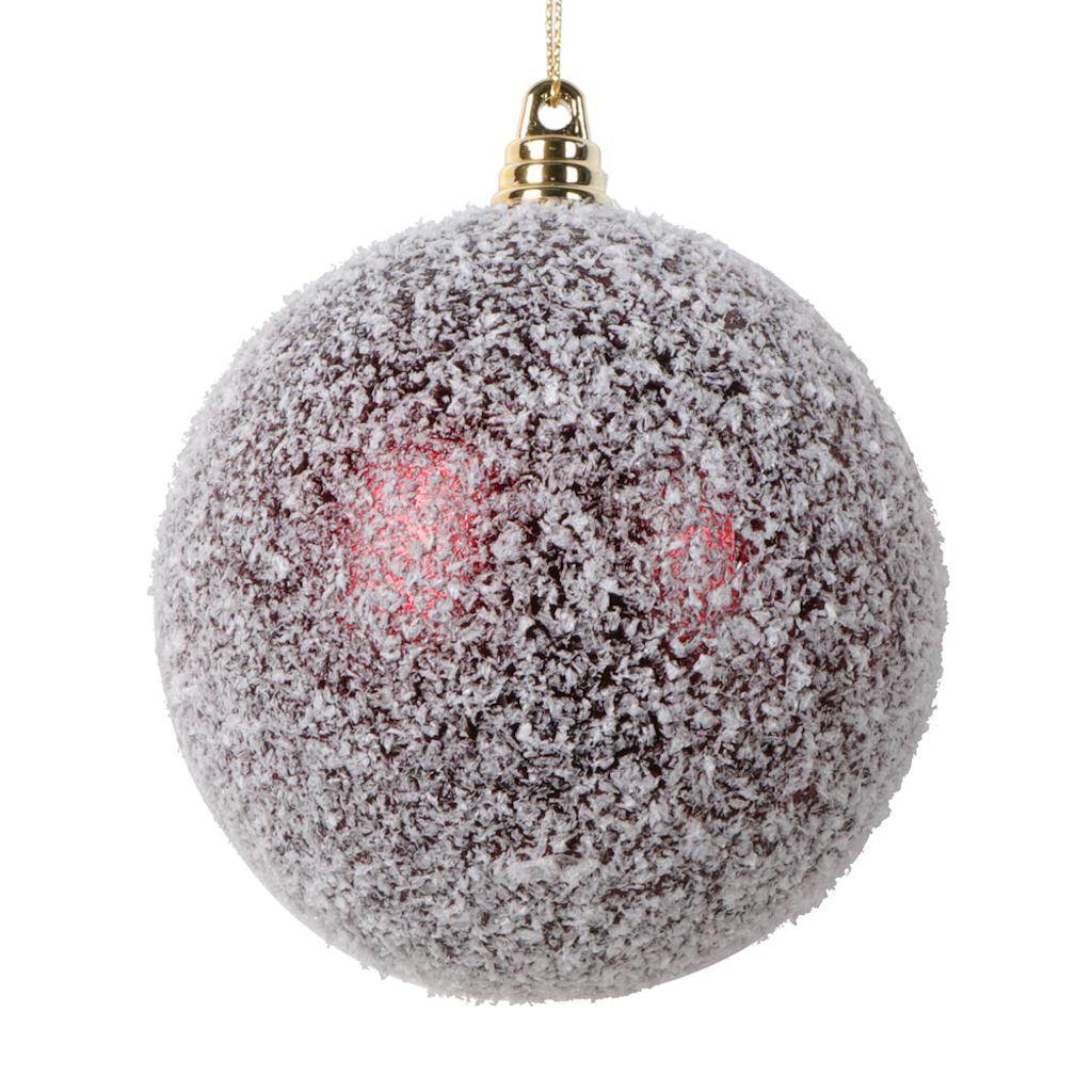 4" Burgundy Matte Snow Ball Ornament (4 pack) 1