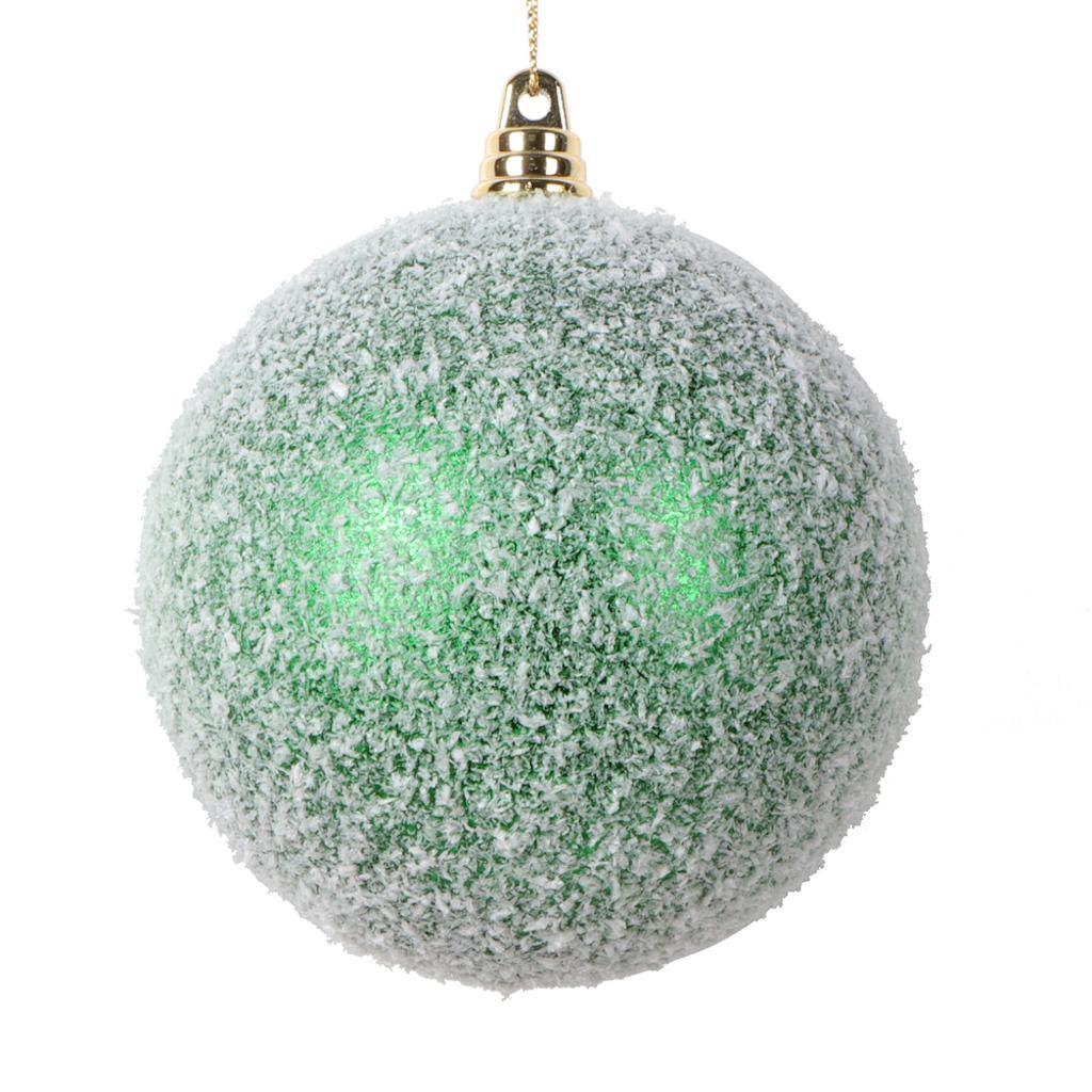 4" Green Matte Snow Ball Ornament (4 pack) 1