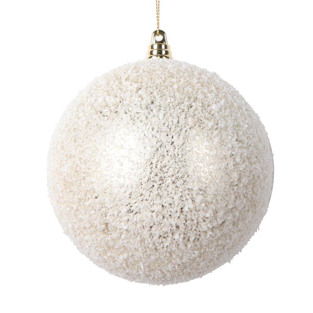 4.75" Champagne Matte Snow Ball Ornament (4 Pack) 1