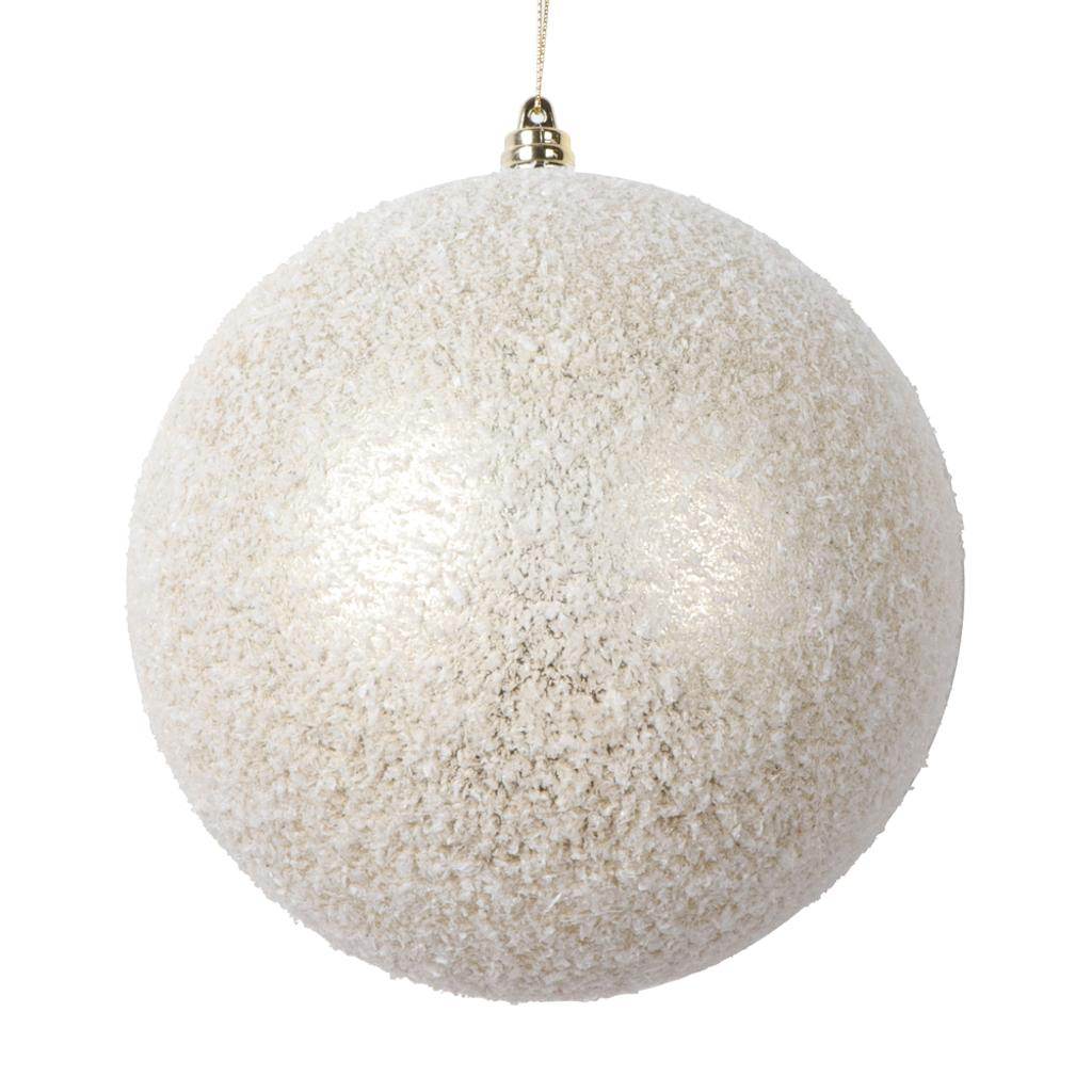 6" Champagne Matte Snow Ball Christmas Ornament (2 pack) 1