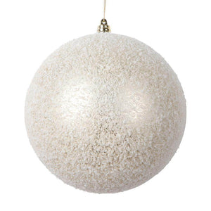 6" Champagne Matte Snow Ball Christmas Ornament (2 pack) 1