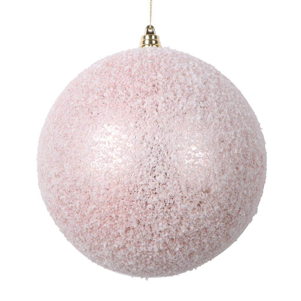 6" Rose Gold Matte Snow Ball Christmas Ornament (2 pack) 1