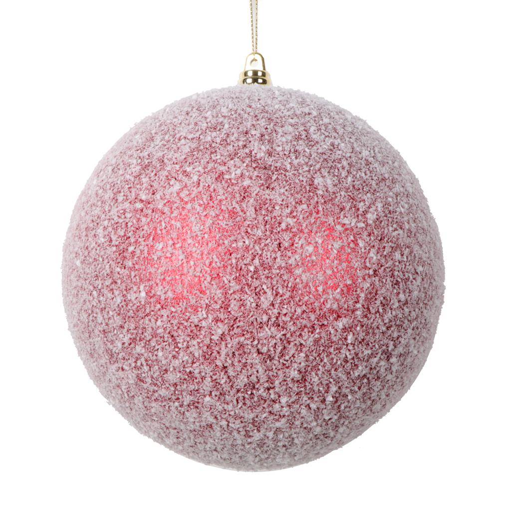 6" Red Matte Snow Ball Christmas Ornament (2 pack) 1