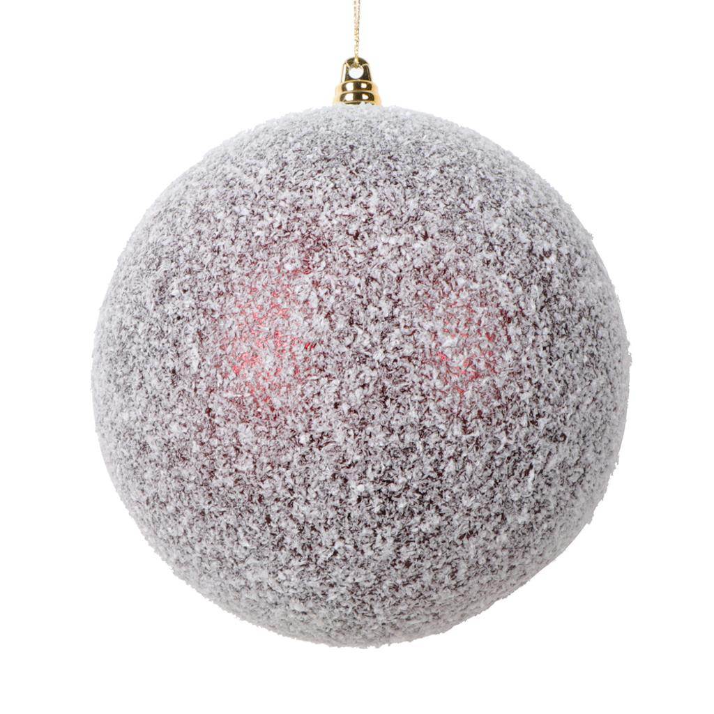 6" Burgundy Matte Snow Ball Christmas Ornament (2 pack) 1