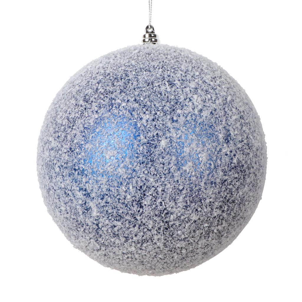 6" Blue Matte Snow Ball Christmas Ornament (2 pack) 1