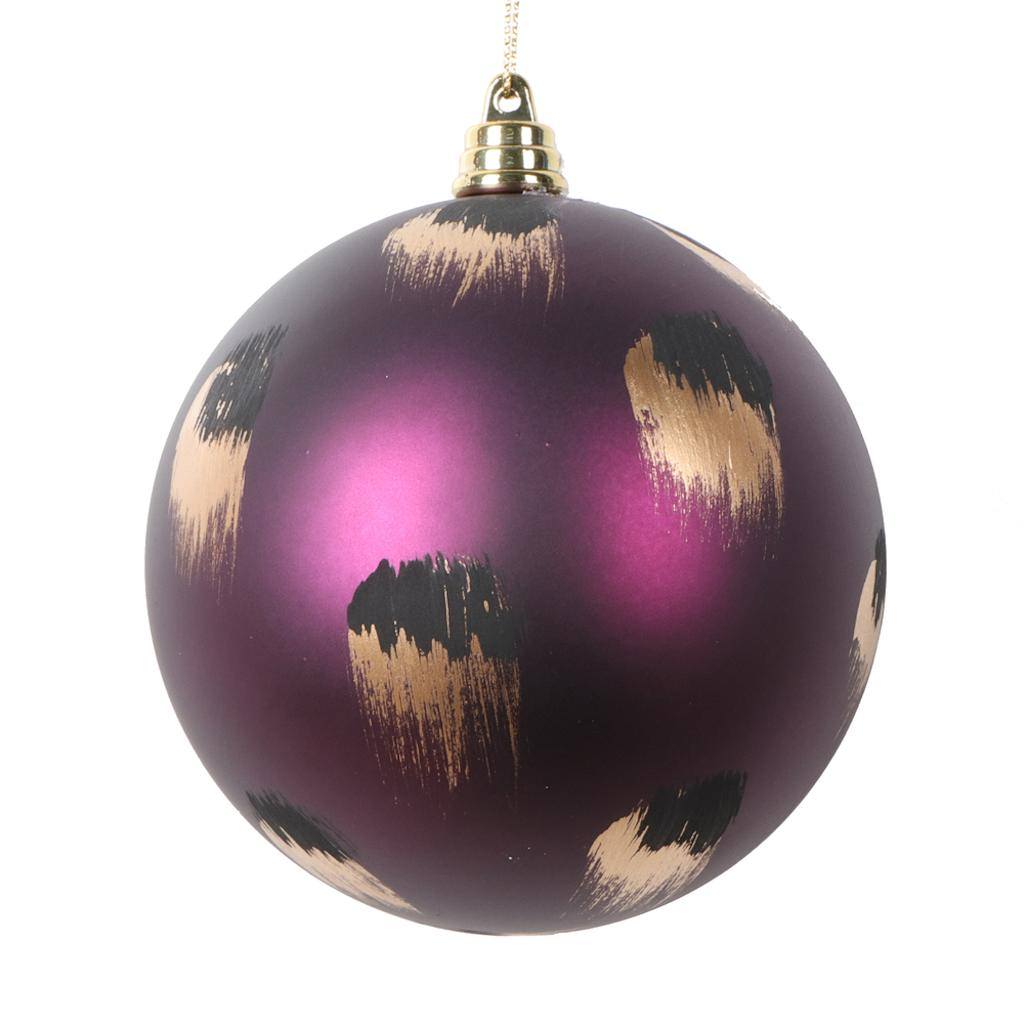 4" Plum Gold and Black Brush Strokes Ball Ornament (4 pack) 1
