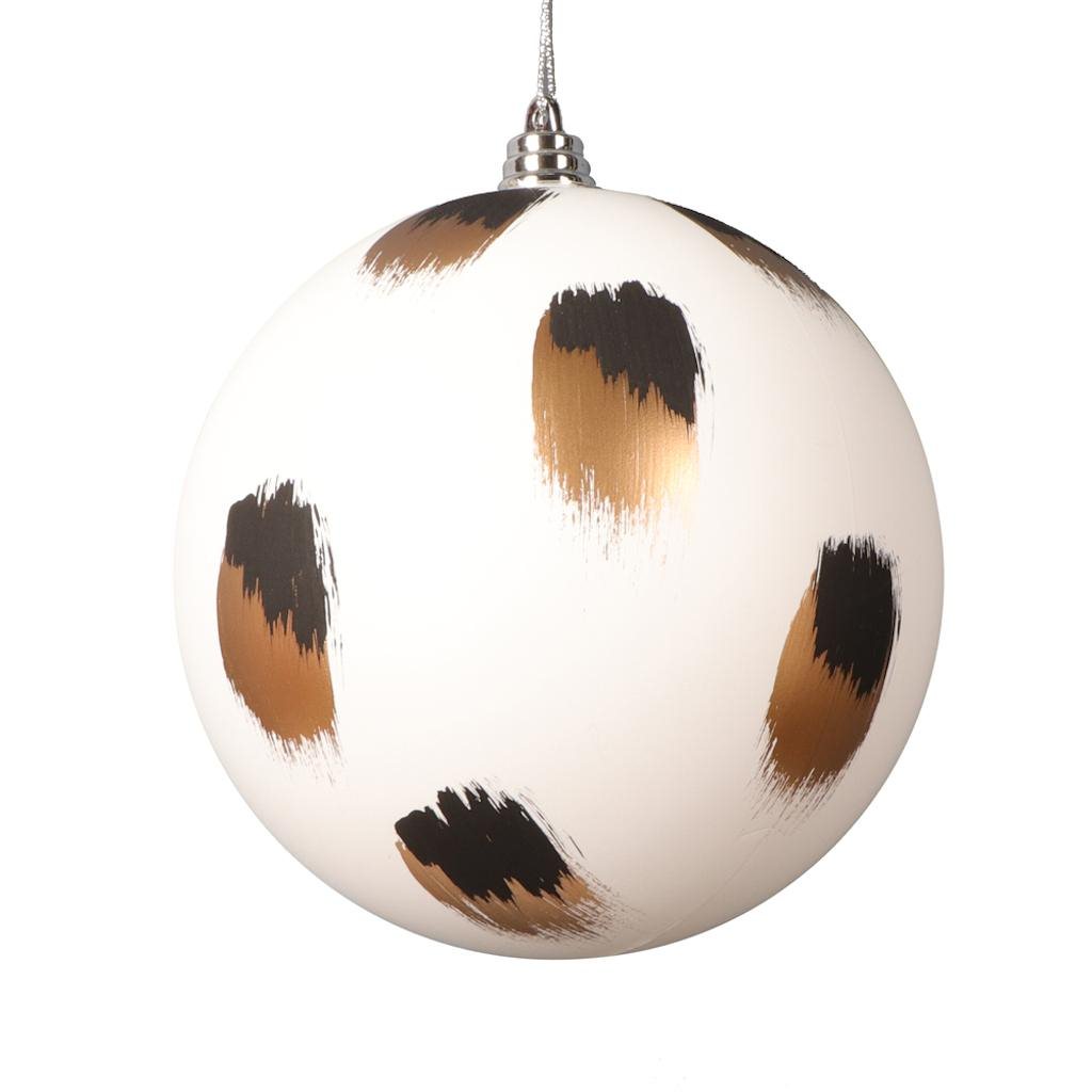 4.75" White Matte Brush Strokes Ball Ornament (4 Pack) 1