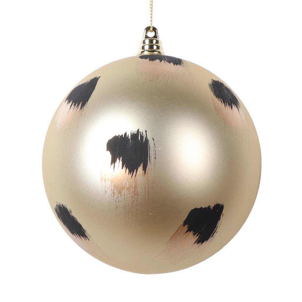 4.75" Champagne Matte Brush Strokes Ball Ornament (4 Pack) 1