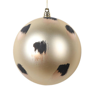 4.75" Champagne Matte Brush Strokes Ball Ornament (4 Pack) 1