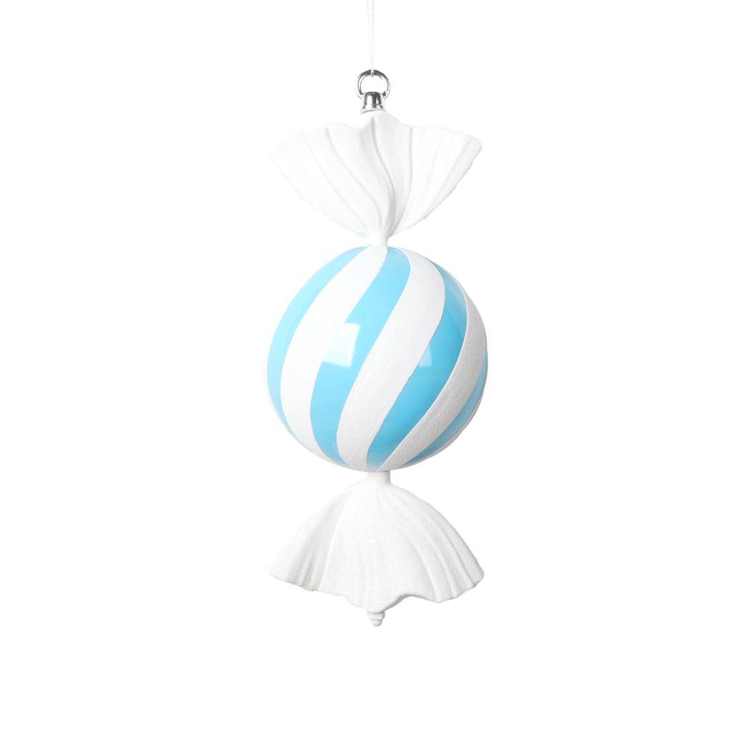 13" Baby Blue Round Swirl Candy Ornament 1