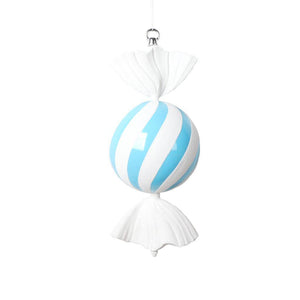 13" Baby Blue Round Swirl Candy Ornament 1