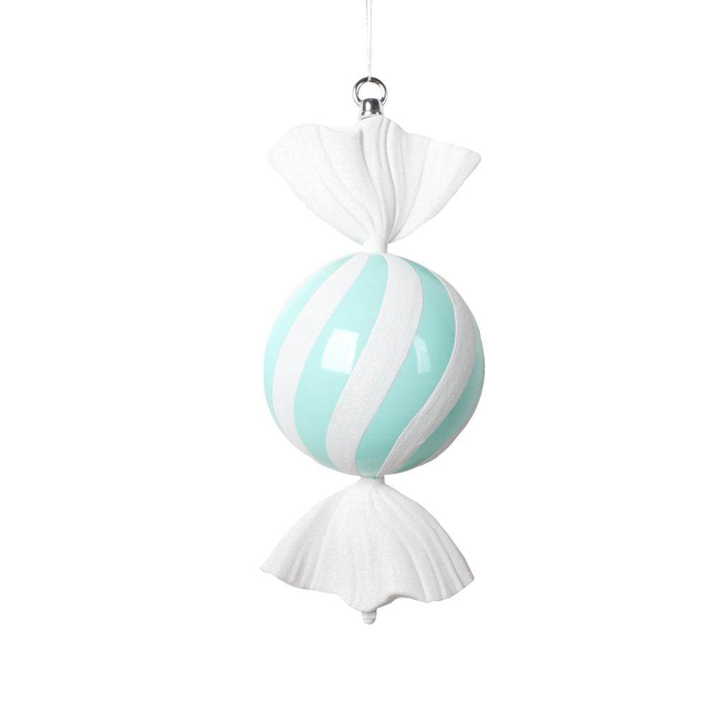 13" Seafoam Round Swirl Candy Ornament 1