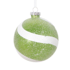 4" Lime White Swirl Sugar Glitter Ball Ornament (4 pack) 1