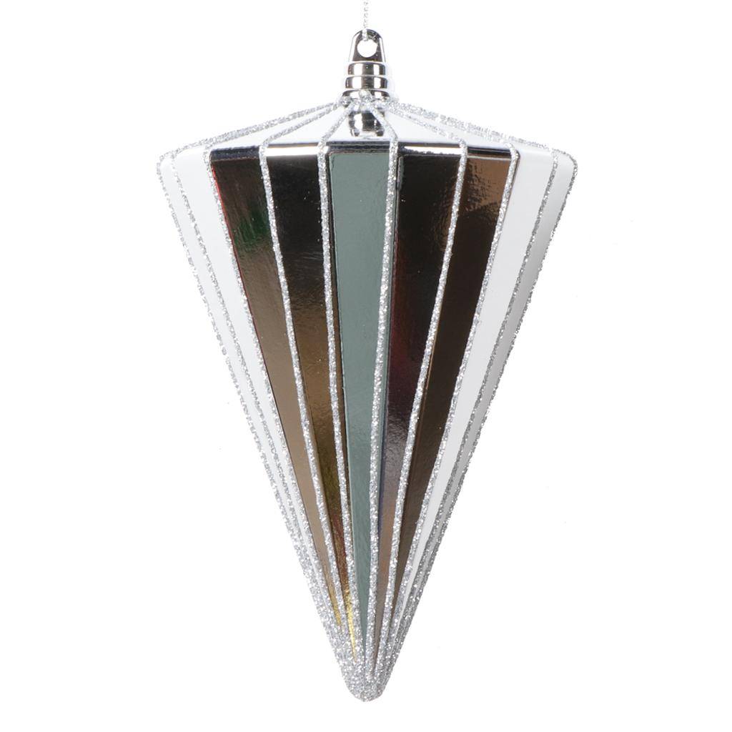 6" Shiny Silver Cone Ornament (3 Pack) 1