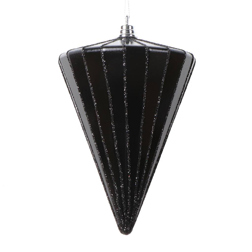 6" Shiny Black Cone Ornament (3 Pack) 1
