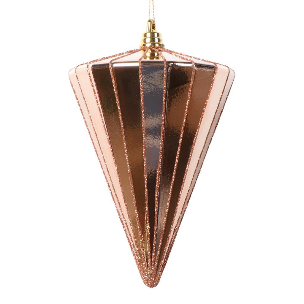 6" Shiny Rose Gold Cone Ornament (3 Pack) 1
