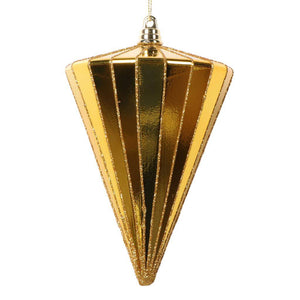 6" Shiny Antique Gold Cone Ornament (3 Pack) 1