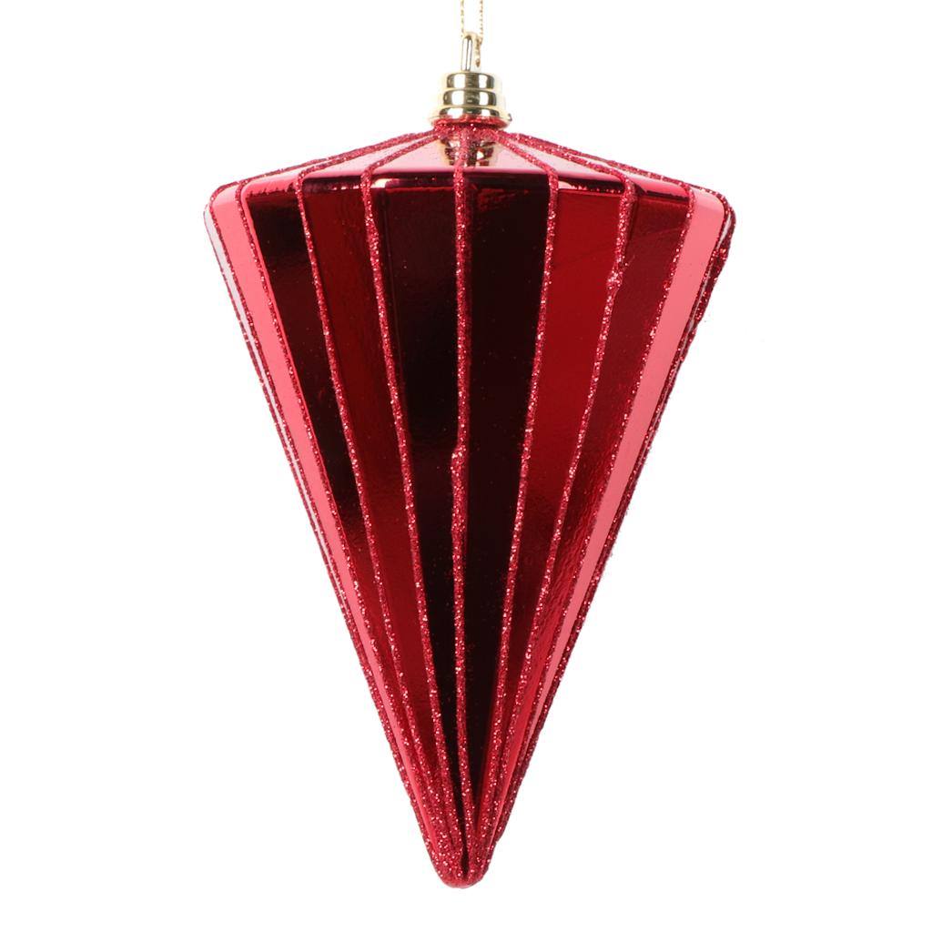 6" Shiny Red Cone Ornament (3 Pack) 1