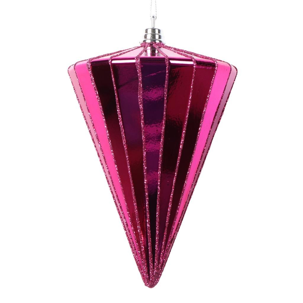 6" Shiny Fuchsia Cone Ornament (3 Pack) 1