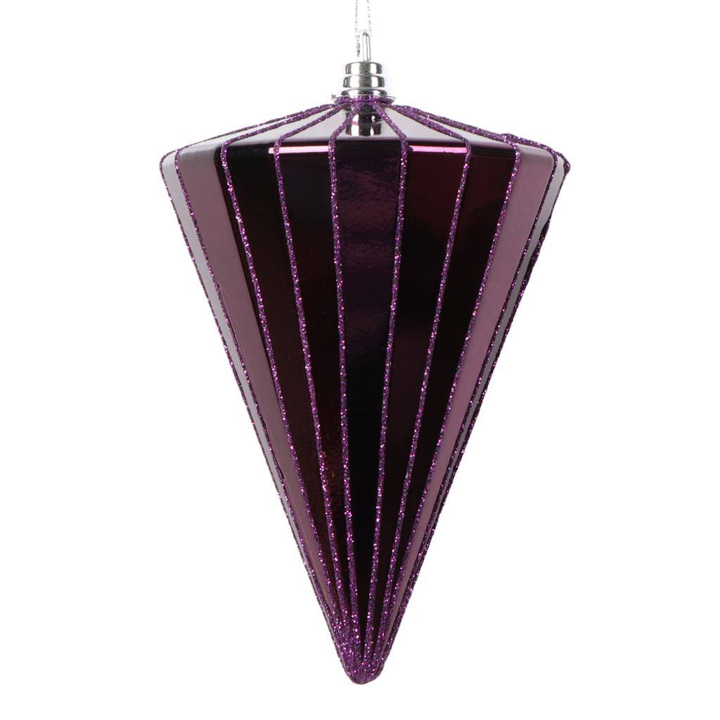 6" Shiny Plum Cone Ornament (3 Pack) 1