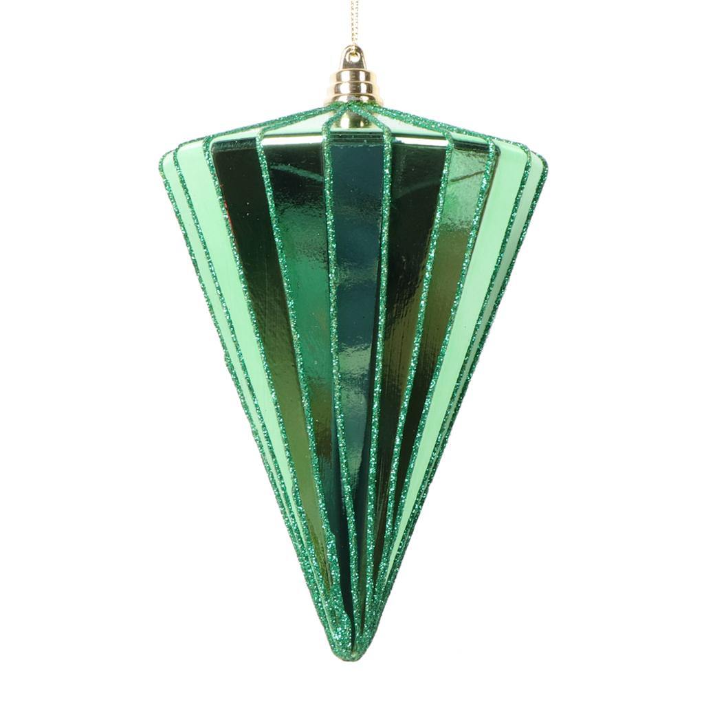 6" Shiny Midnight Green Cone Ornament (3 Pack) 1