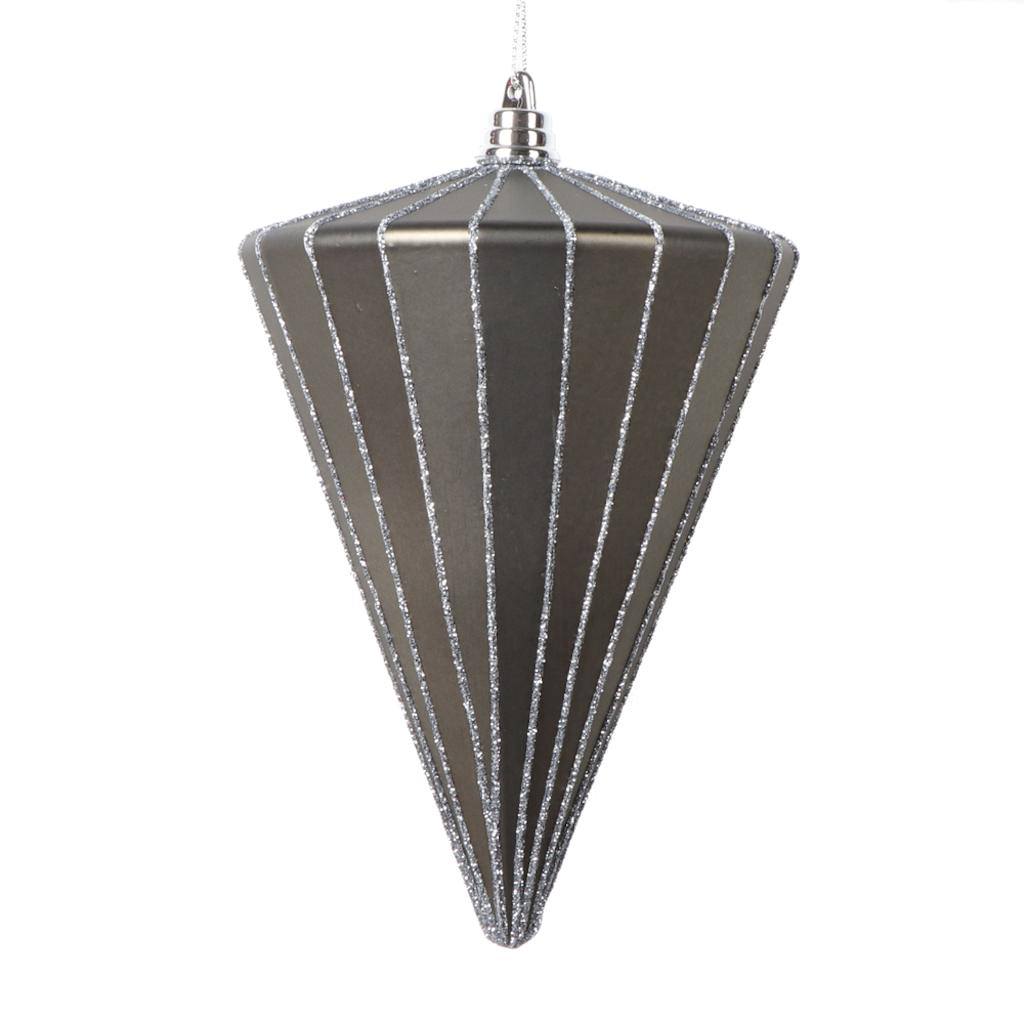 6" Matte Pewter Cone Ornament (3 Pack) 1