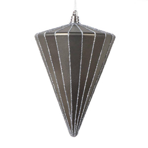 6" Matte Pewter Cone Ornament (3 Pack) 1