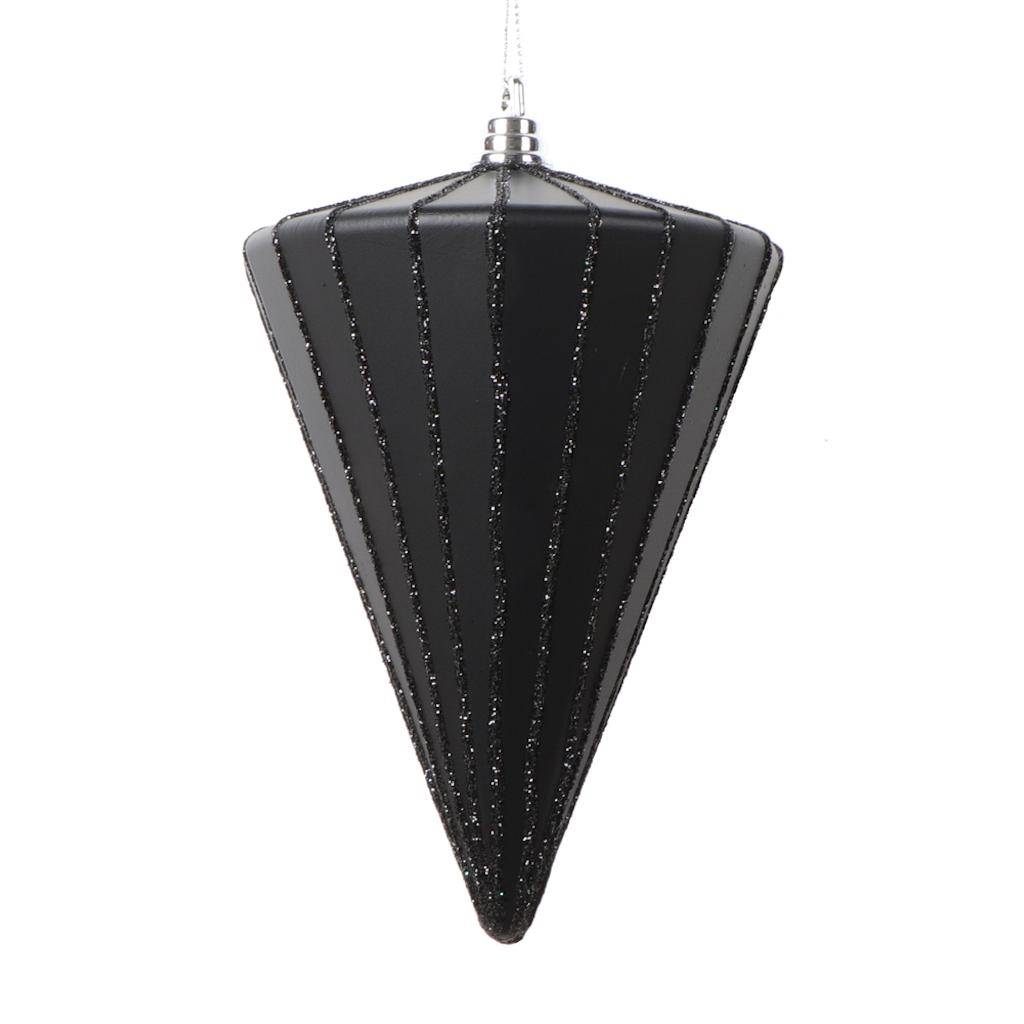 6" Matte Black Cone Ornament (3 Pack) 1