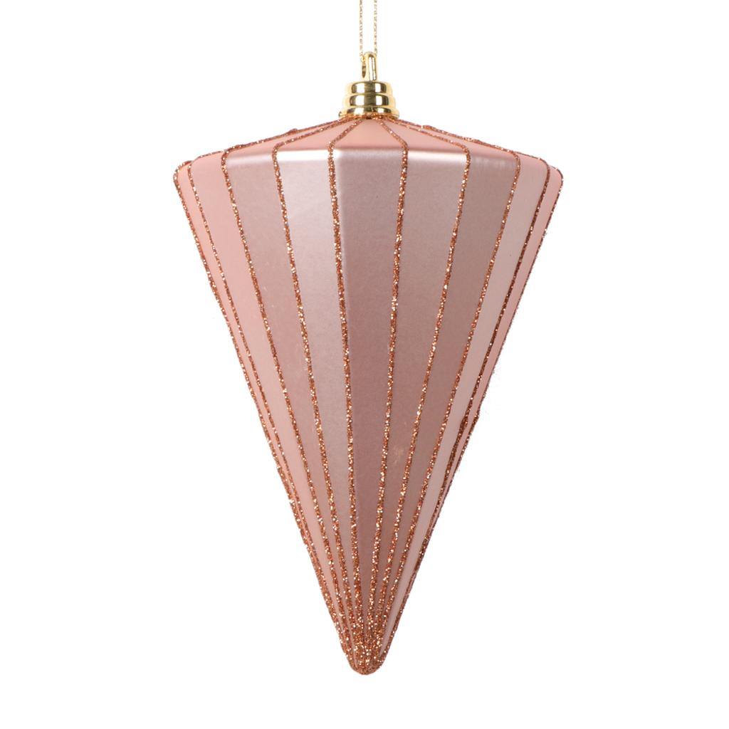6" Matte Rose Gold Cone Ornament (3 Pack) 1