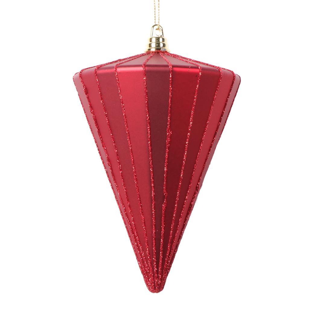6" Matte Red Cone Ornament (3 Pack) 1