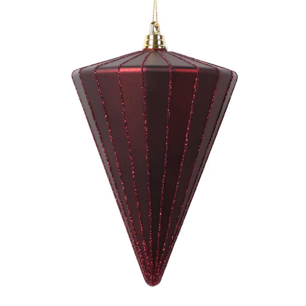 6" Matte Burgundy Cone Ornament (3 Pack) 1