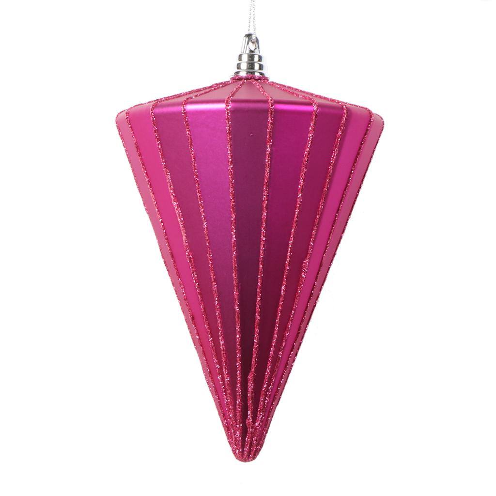 6" Matte Fuchsia Cone Ornament (3 Pack) 1