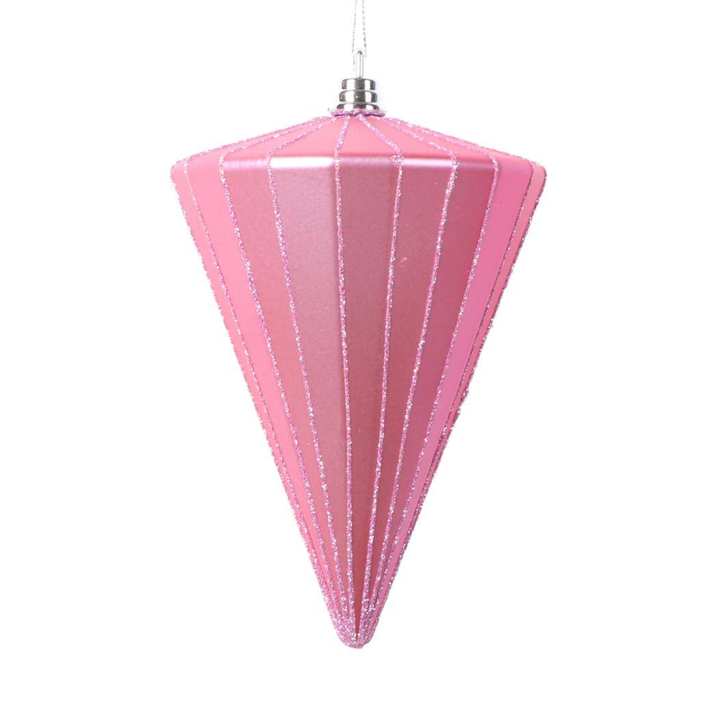 6" Matte Pink Cone Ornament (3 Pack) 1