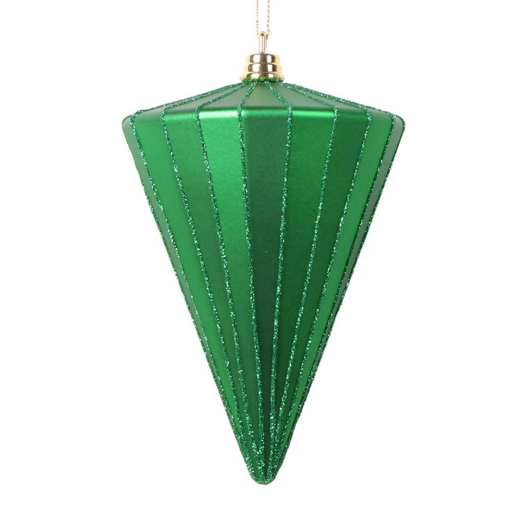 6" Matte Green Cone Ornament (3 Pack) 1
