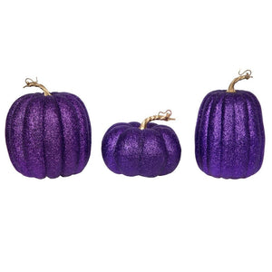 8" Purple Pumpkin Ornaments (3 Pack) 1