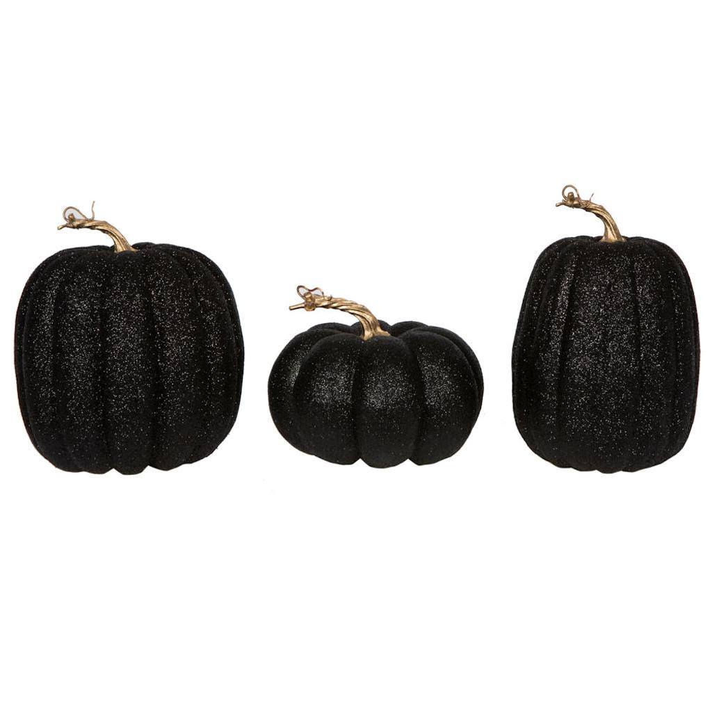8" Black Pumpkin Ornaments (3 Pack) 1