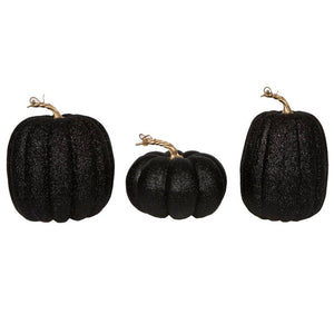 8" Black Pumpkin Ornaments (3 Pack) 1