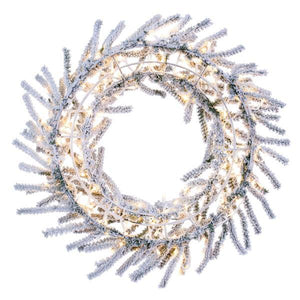 30" Artificial Flocked Pistol Pine Wreath 200 Warm White LED Lights 4
