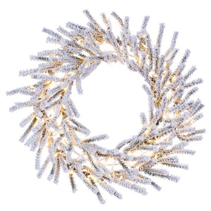 30" Artificial Flocked Pistol Pine Wreath 200 Warm White LED Lights 1